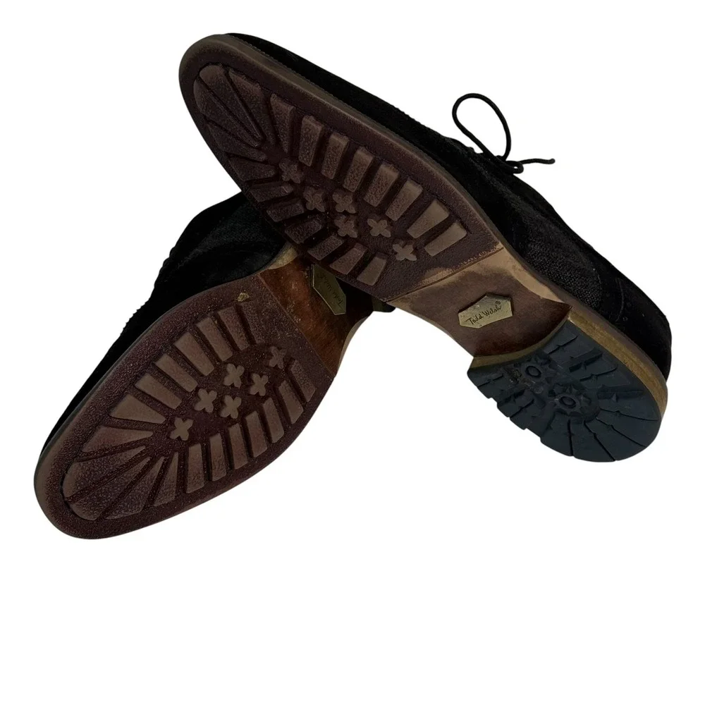Todd‎ Welsh Mens Black Wingtip Brogue Oxford Dress Shoes Mixed Media Size 10M